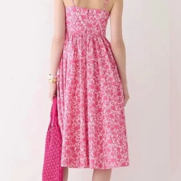 J.CREW A-line cotton poplin midi dress in rosebud floral-size 00 - Picture 4 of 11